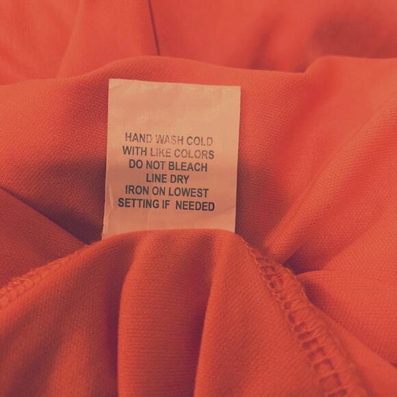 NY Collection Women's Size Small Dress Orange Sleeveless Cinch Waist Lace Back - Picture 6 of 6